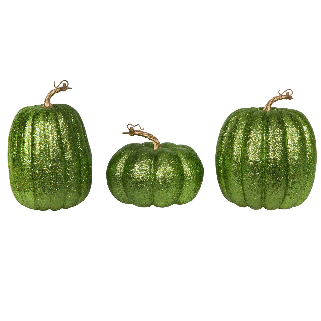 8" Lime Pumpkins Assorted Set of 3