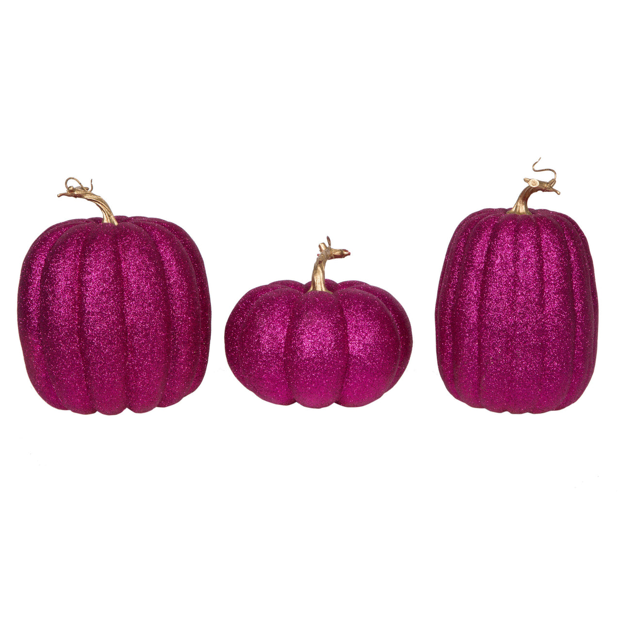 8" Pink Pumpkins Assorted Set of 3