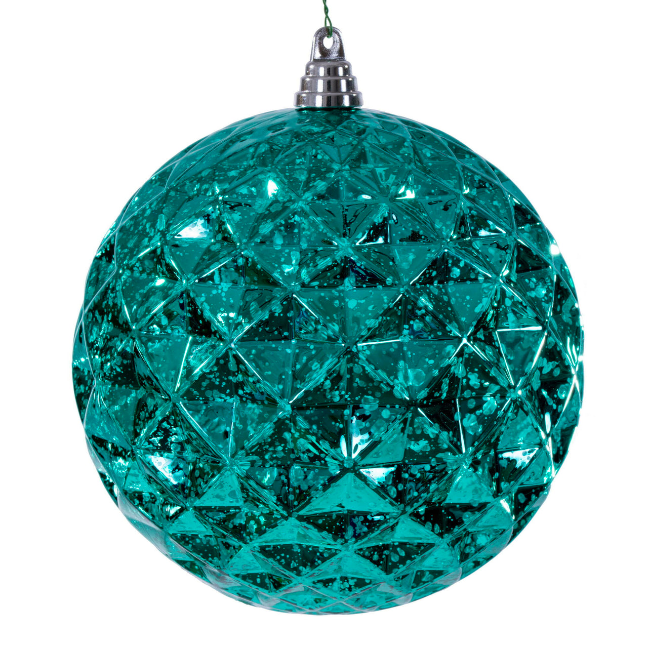 6" Teal Diamond Mercury Orn