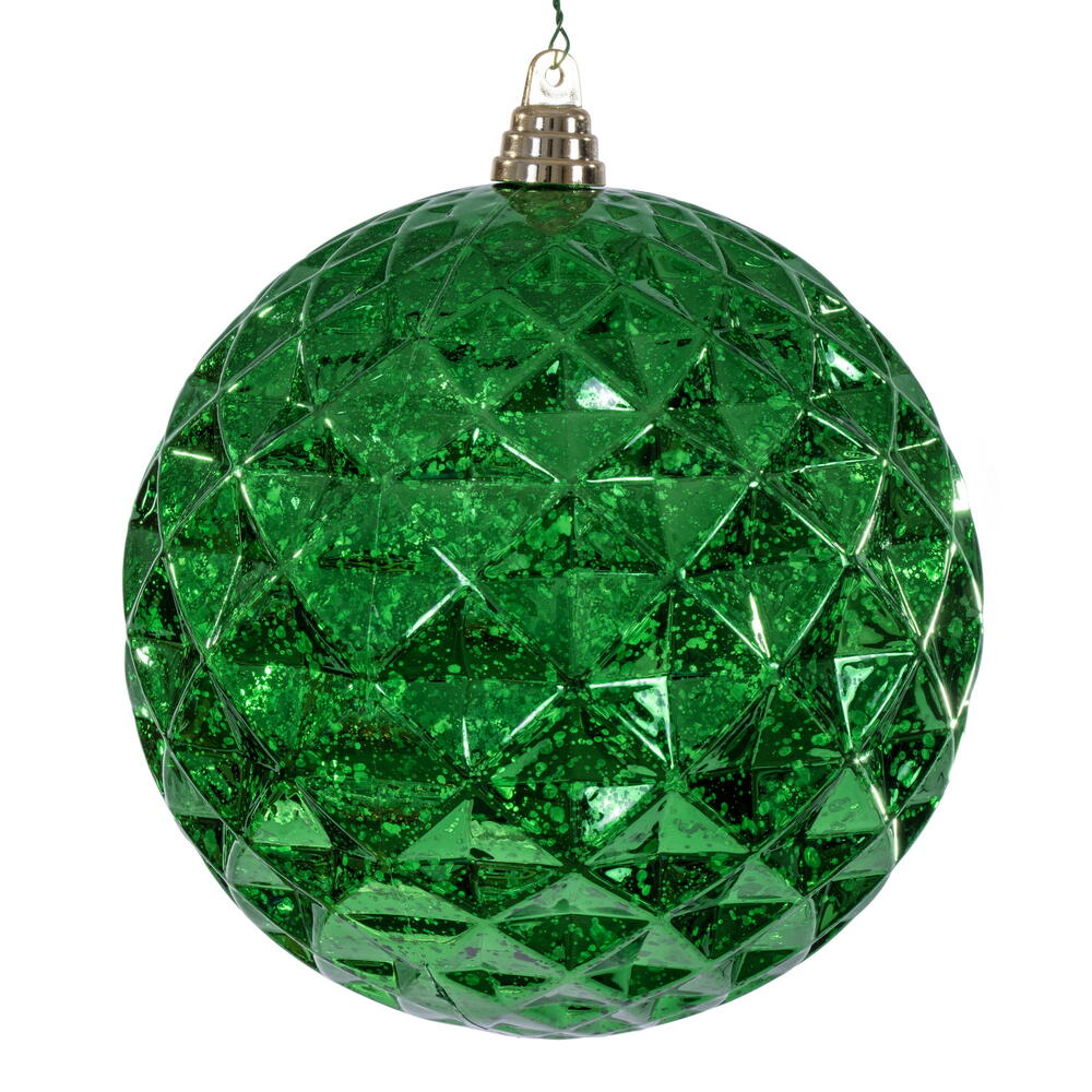 8" Green Diamond Mercury Ornament