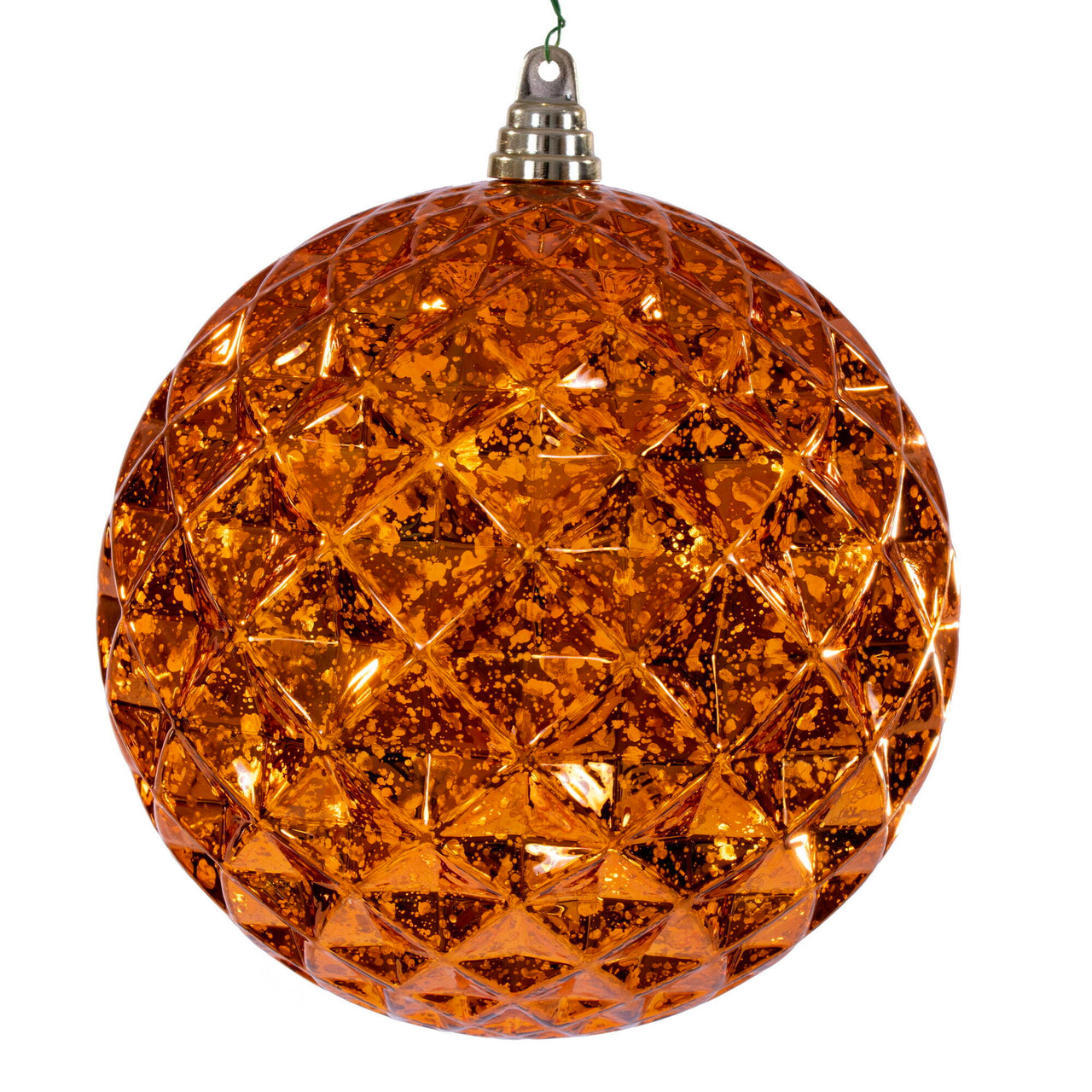 8" Burnish Orange Diamond Mercury Orn