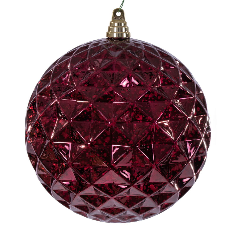 8" Burgundy Diamond Mercury Ornament
