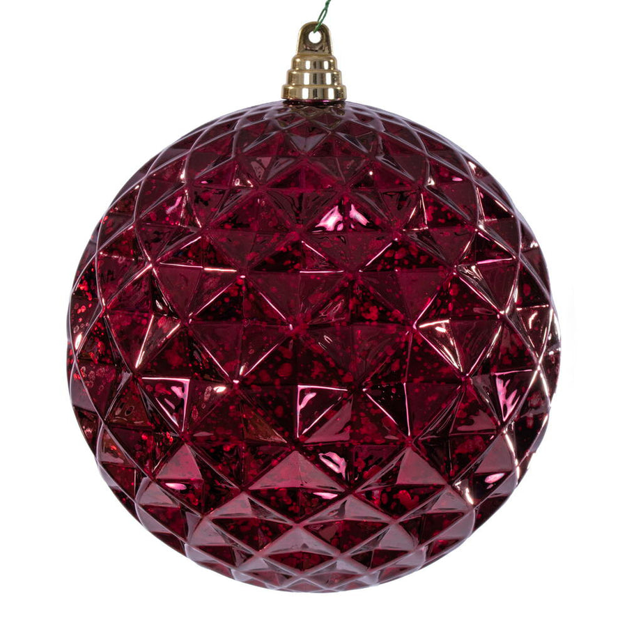 8" Burgundy Diamond Mercury Ornament