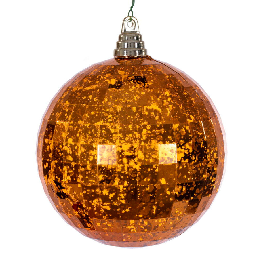 6" Burnish Orange Mirror Mercur Orn