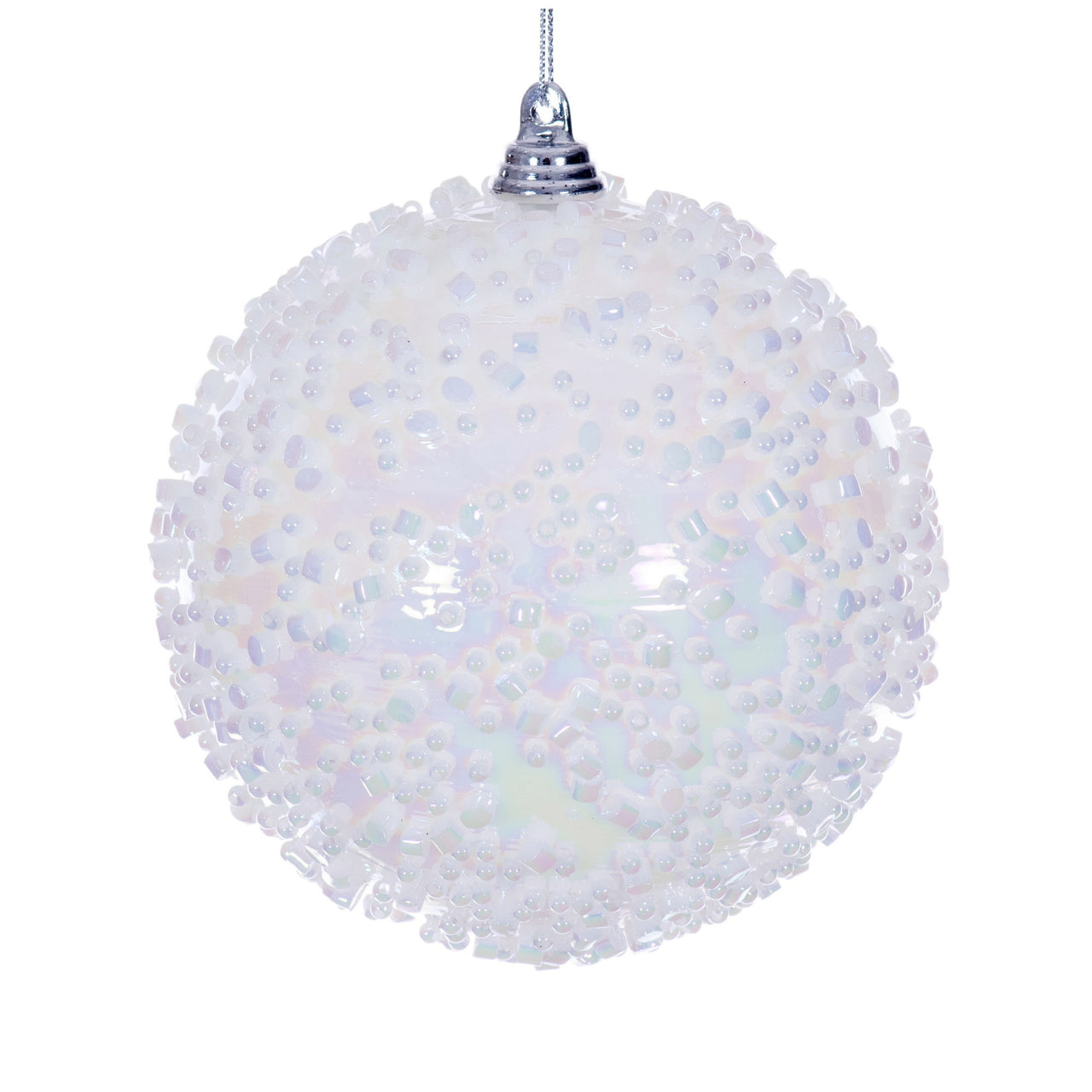 4" White Iridescent Bead Ball