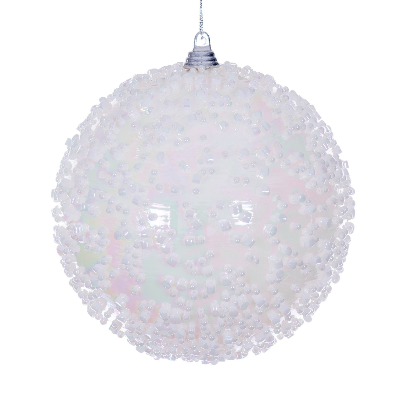4.75" White Iridescent Bead Ball