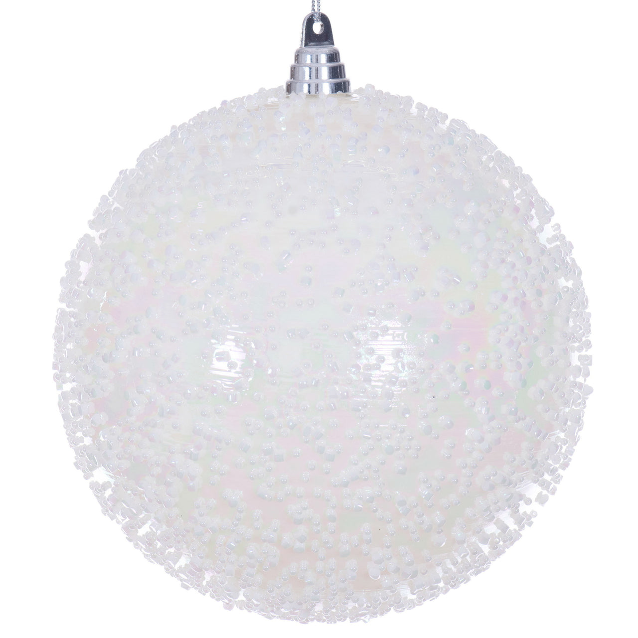8" White Iridescent Bead Ball