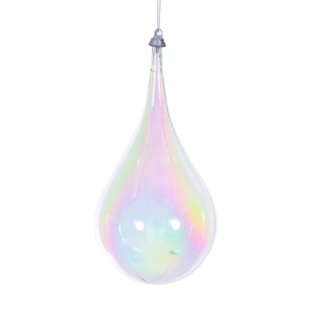 4" Clear Iridescent Teardrop
