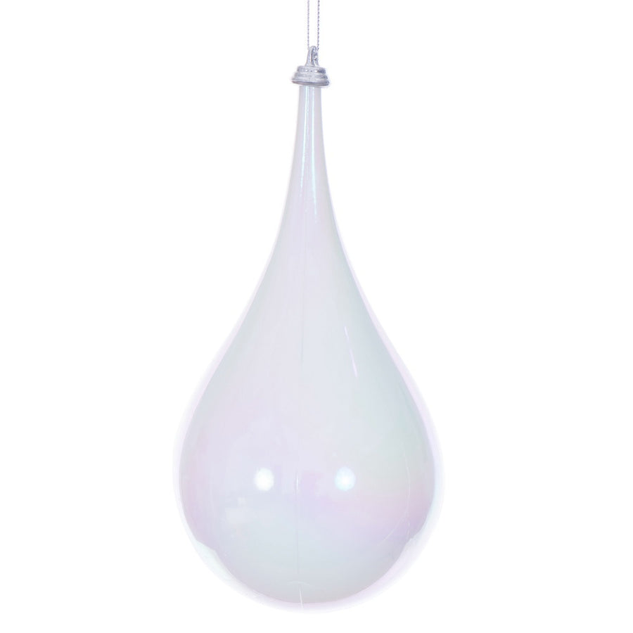 4" White Iridescent Teardrop