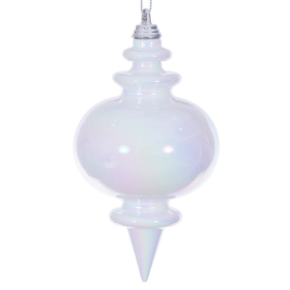 5" White Iridescent Finial