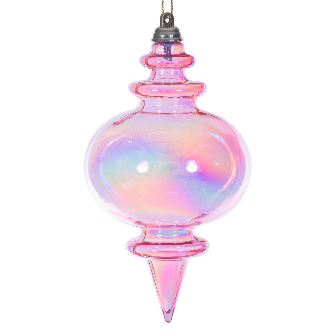 5" Pink Iridescent Finial