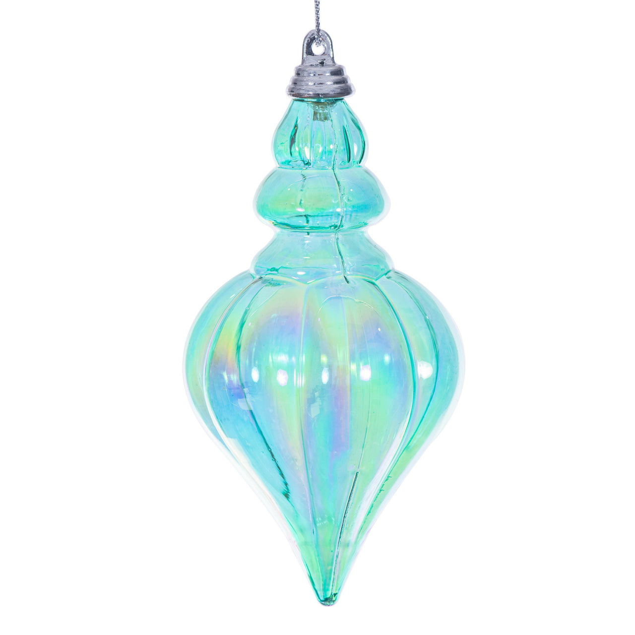 5" Teal Iridescent Drop