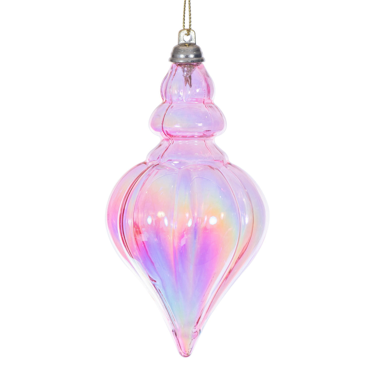 5" Pink Iridescent Drop