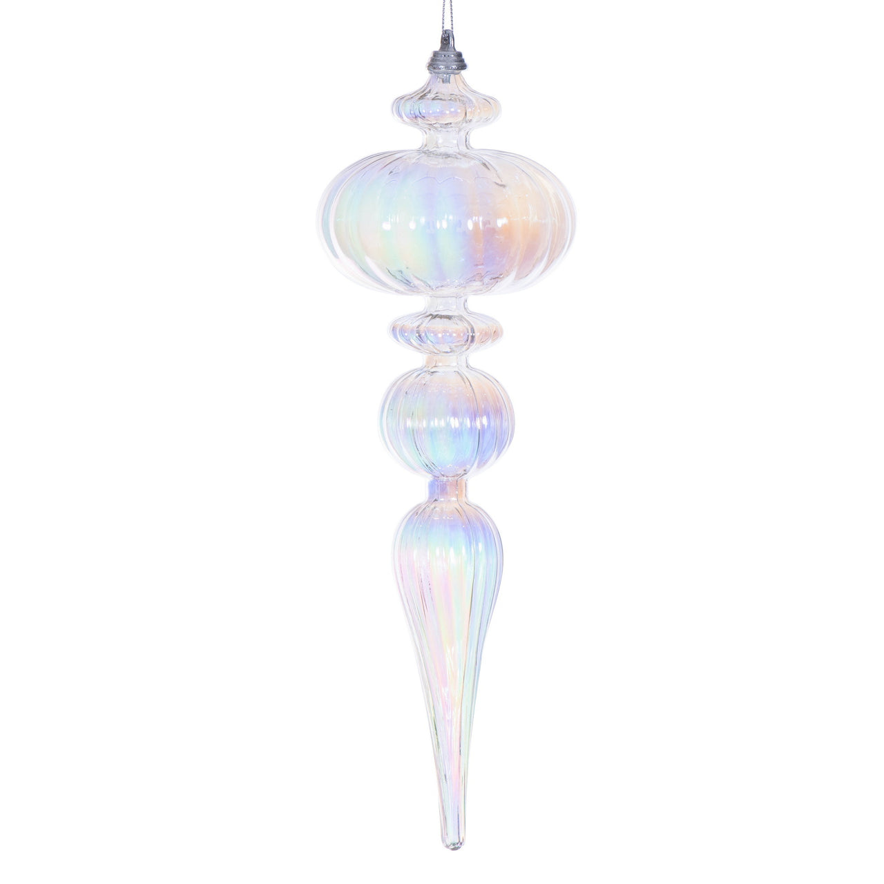 12" Clear Iridescent Finial