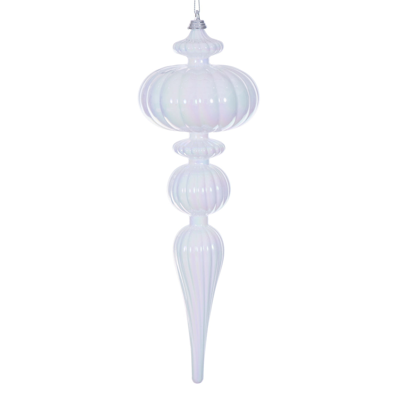 12" White Iridescent Finial