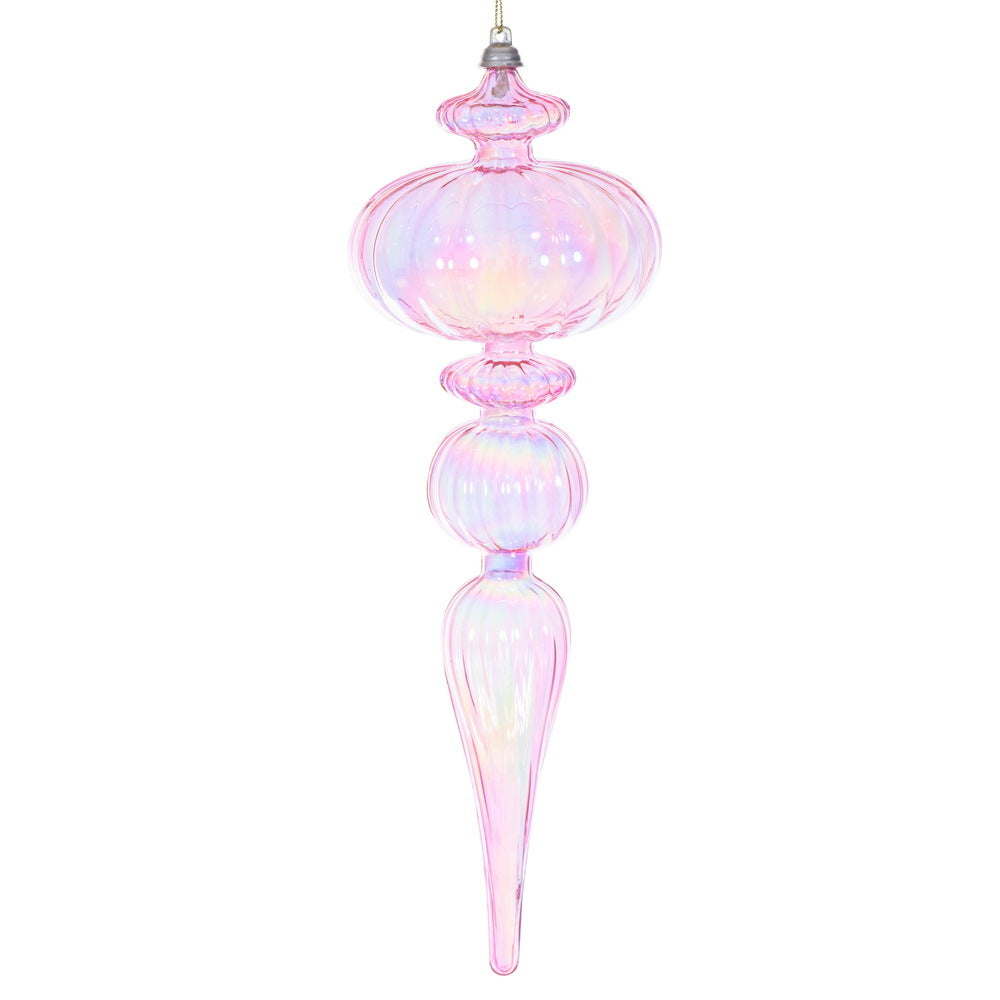 12" Pink Iridescent Finial