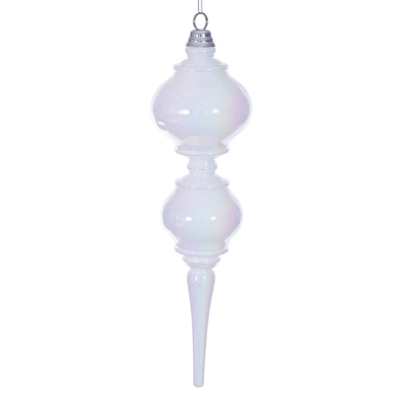 16.5" White Iridescent Finial