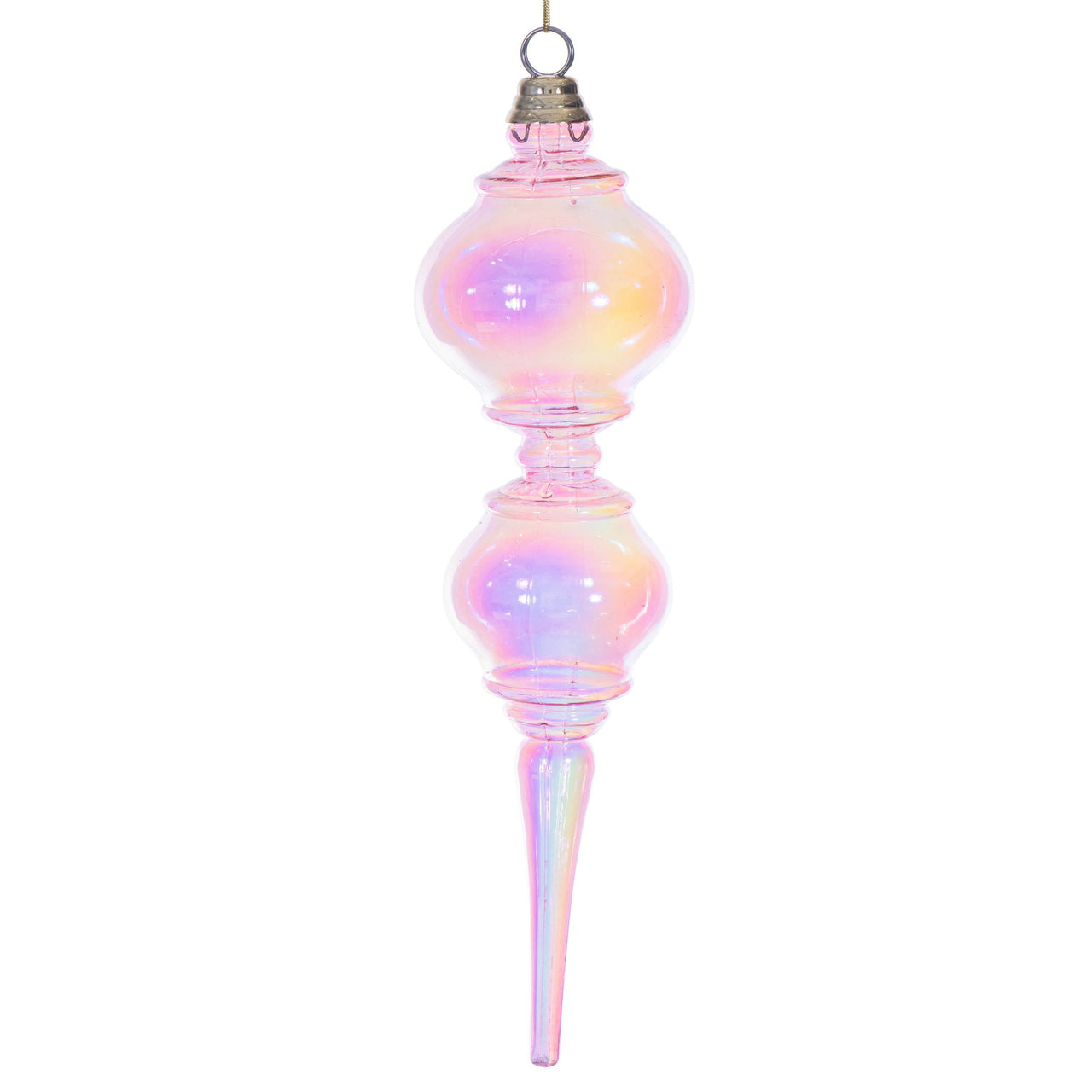 16.5" Pink Iridescent Finial