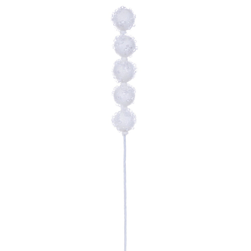 15" White Icy Sugar Ball Pick