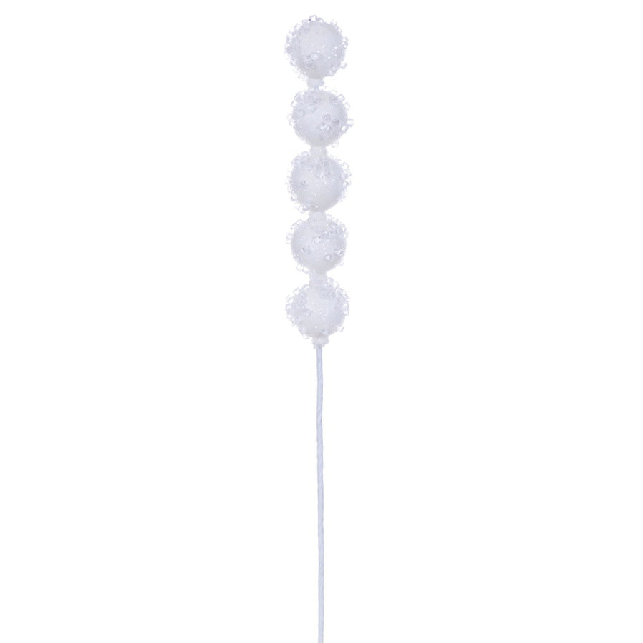 15" White Icy Sugar Ball Pick