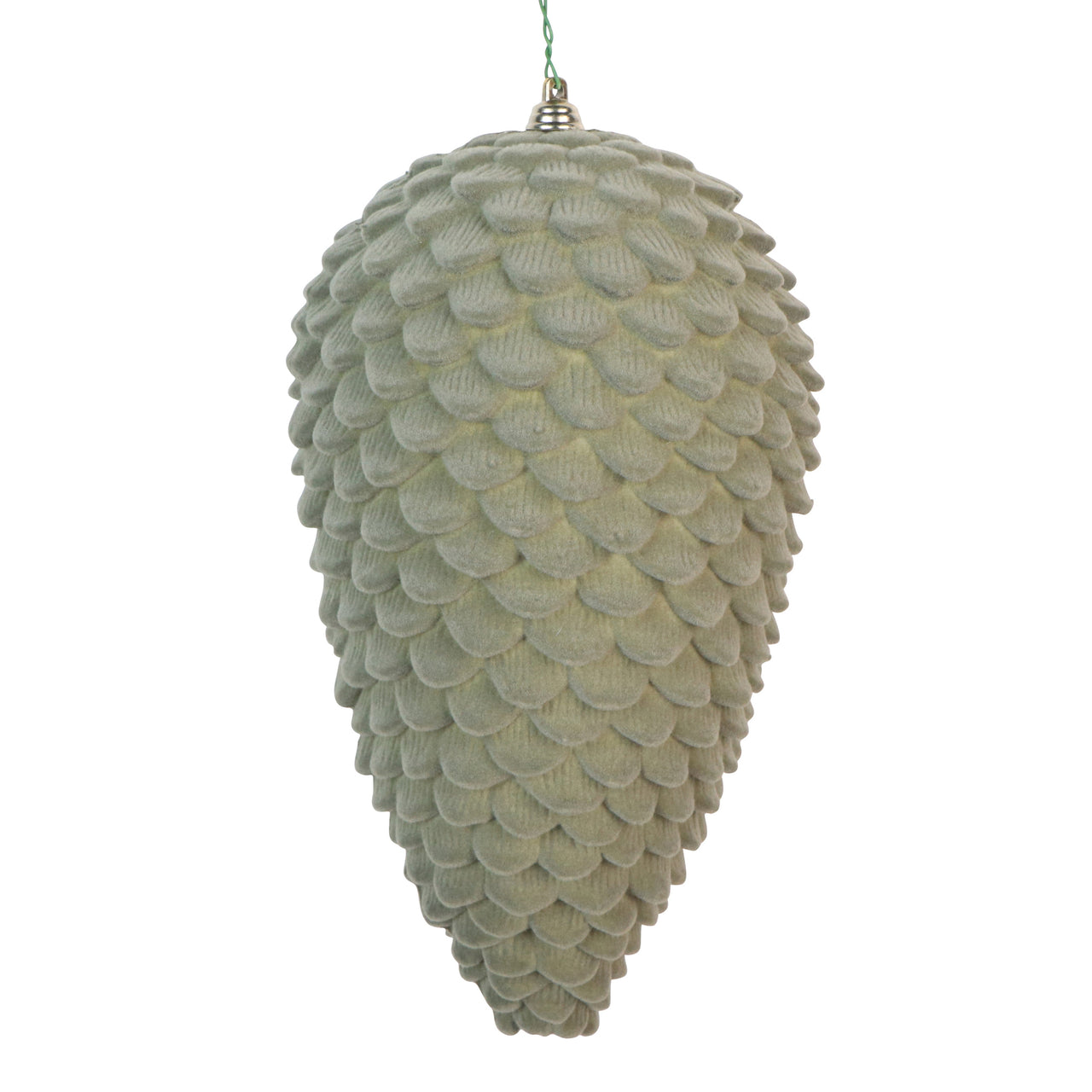 9" Flocked Sage Green Pinecone Ornament