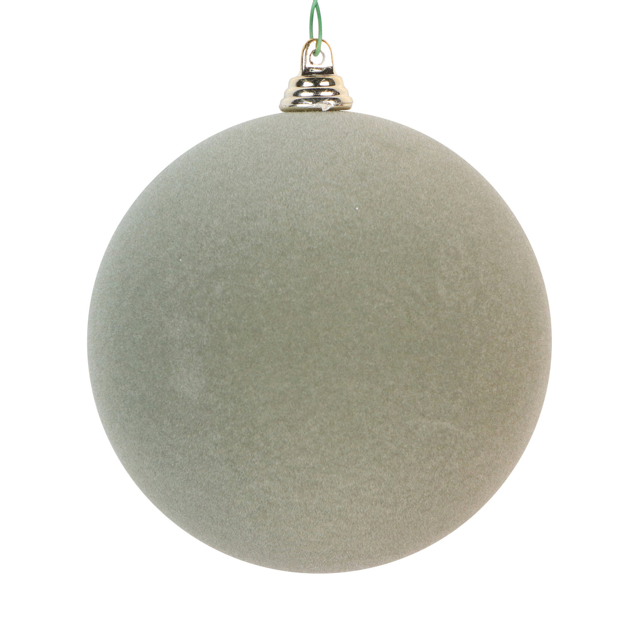4" Flocked Sage Green Ball Orn