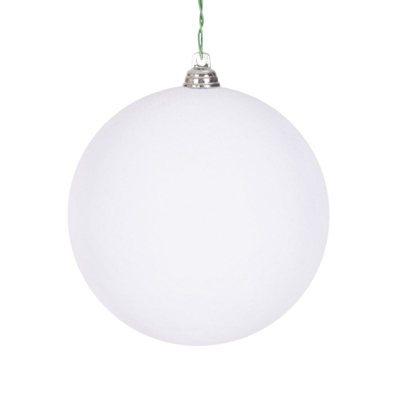 4" Flocked White Ball Orn