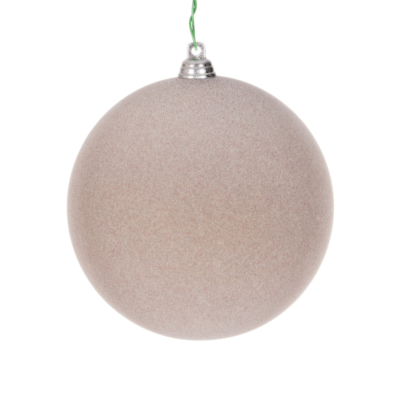4" Flocked Taupe Ball Orn