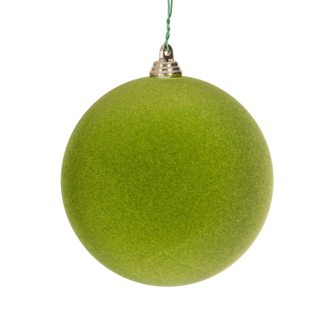 4" Flocked Moss Green Ball Orn