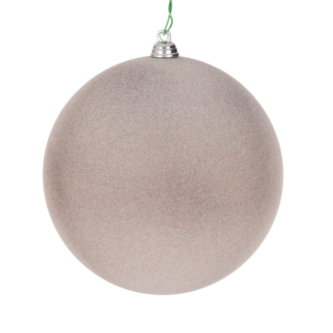 4.75" Flocked Taupe Ball Orn