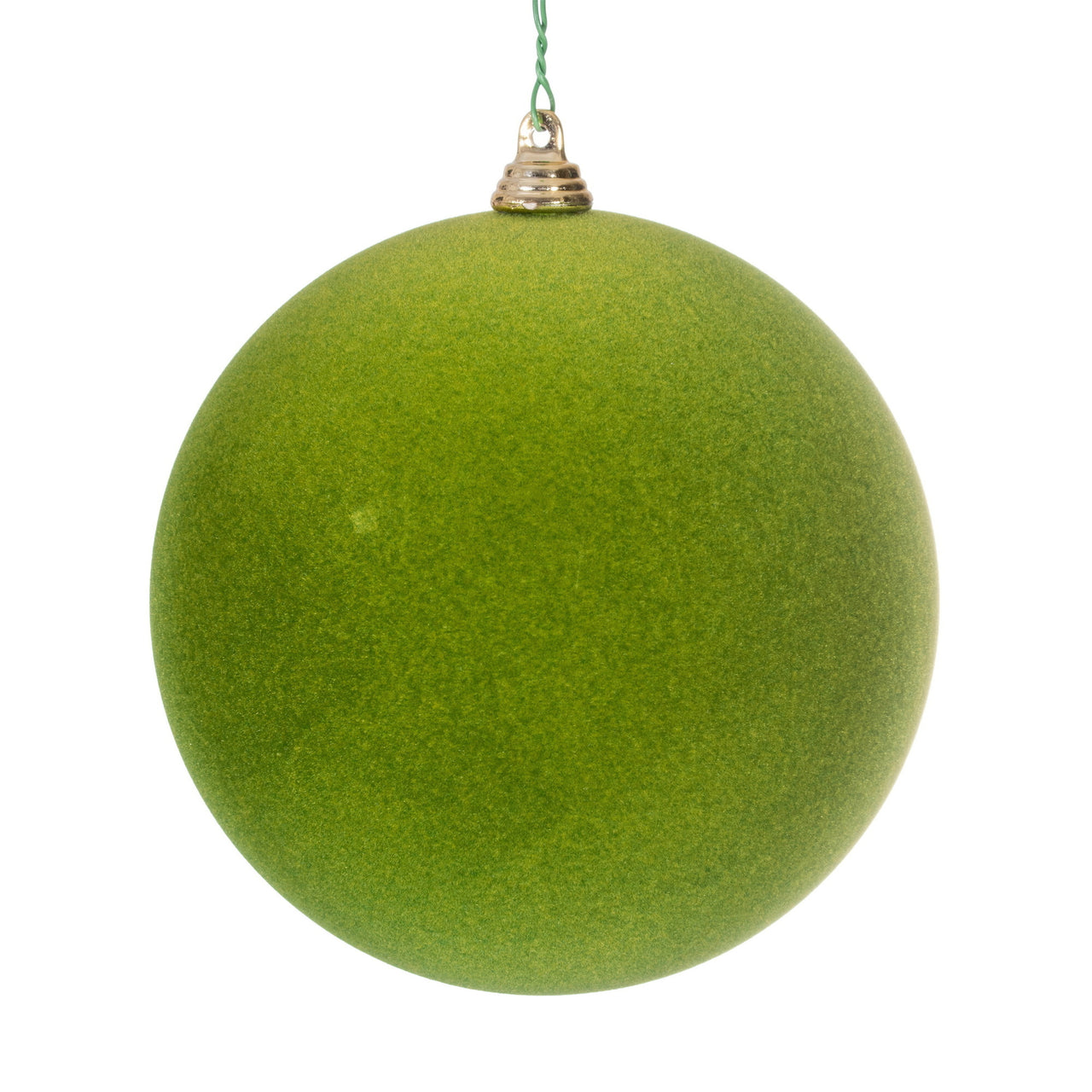 4.75" Flocked Moss Green Ball Orn