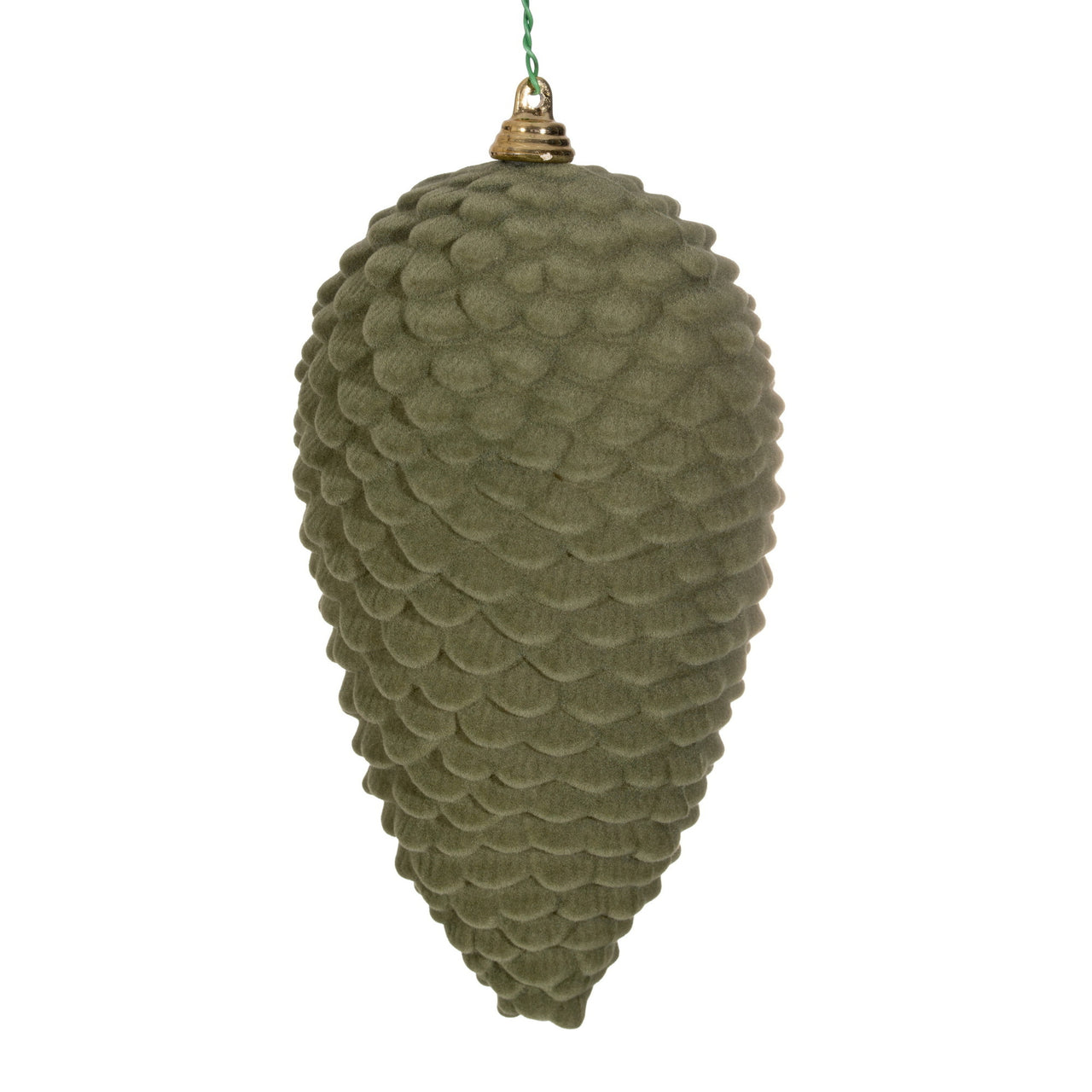 7" Sage Green Flocked Pinecone Orn