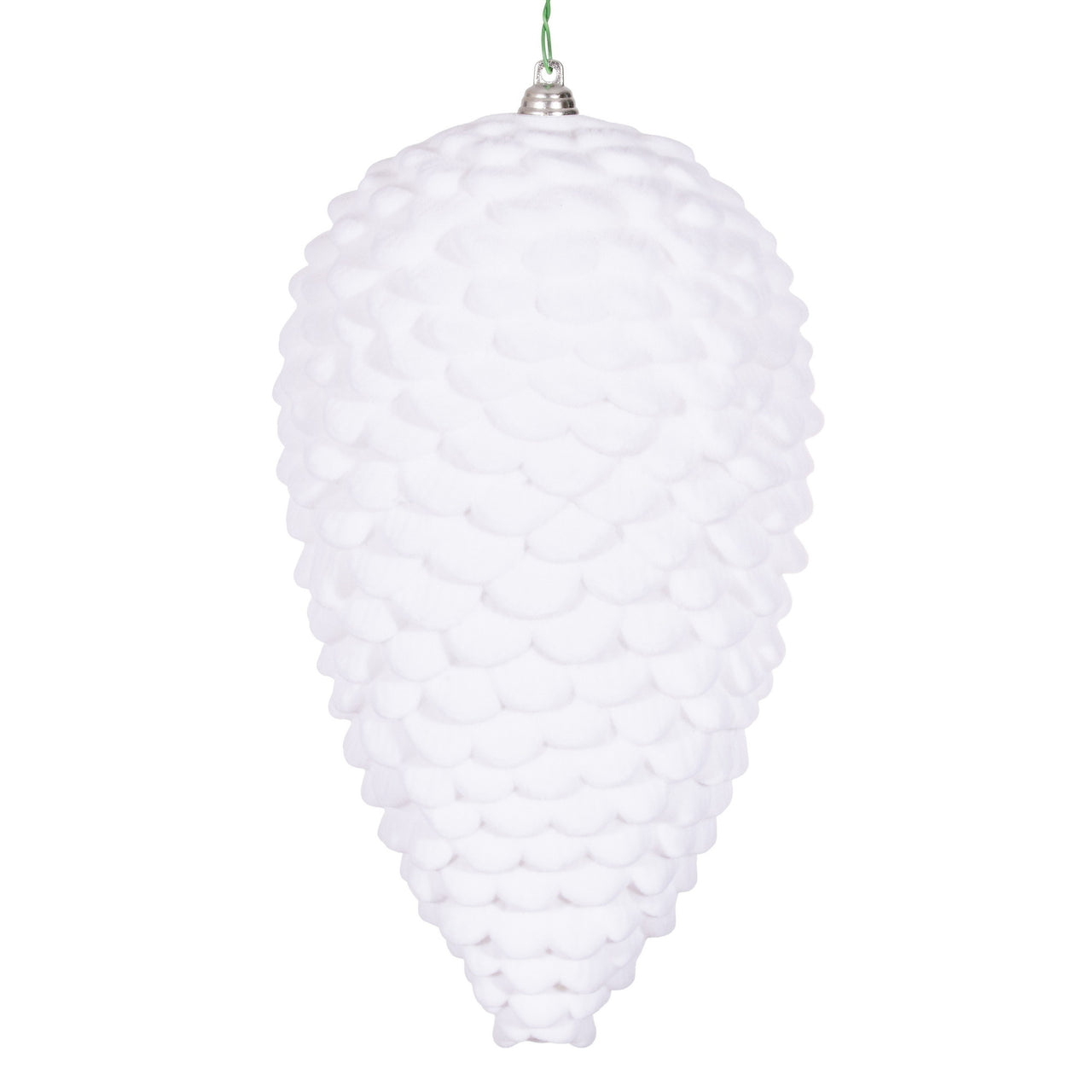 9" Flocked White Pinecone Ornament