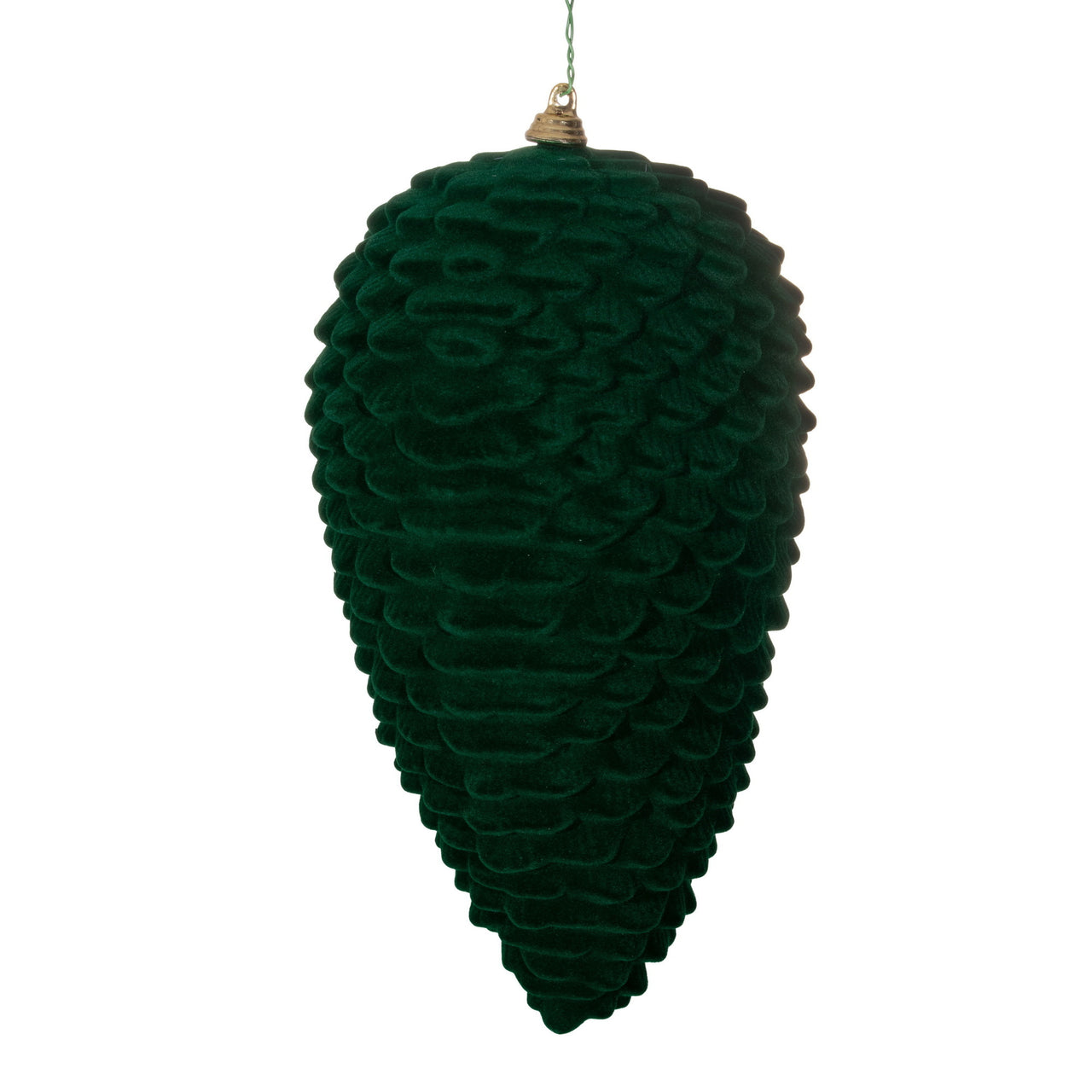 9" Flocked Emerald Green Pinecone Orname