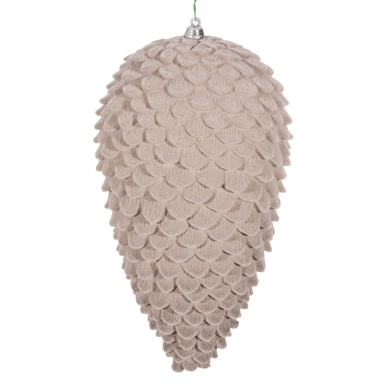 9" Flocked Taupe Pinecone Ornament