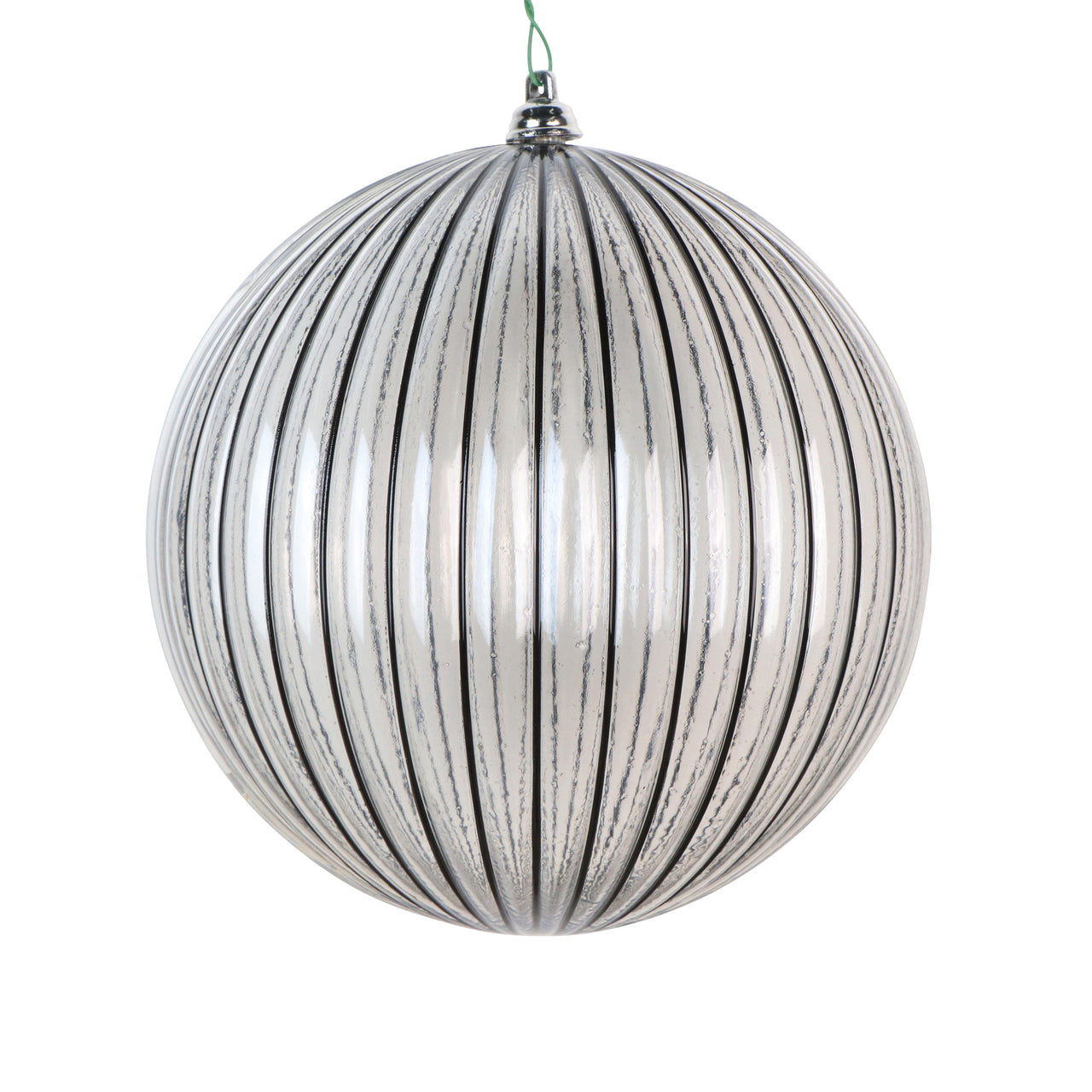 6" Clear Pinstriped Ball Orn
