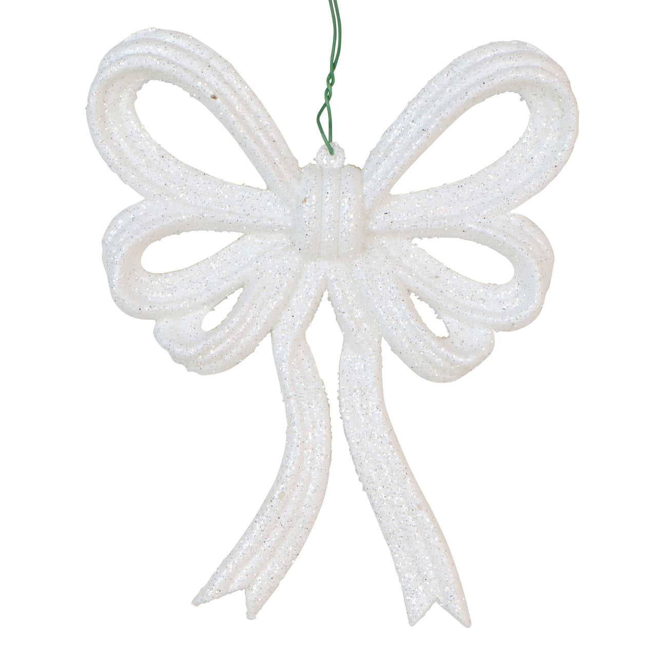 5.25" x 4.25" White Glitter Bow