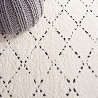 Stylish Moroccan Ivory and Black Area Rug - MEL102A