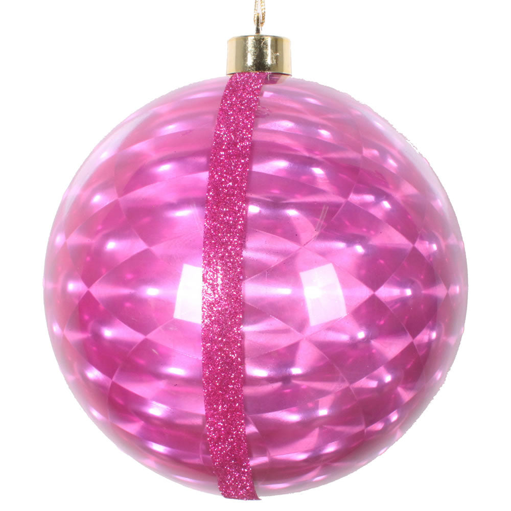 6" Cerise Glitter Reflector Ornamnt