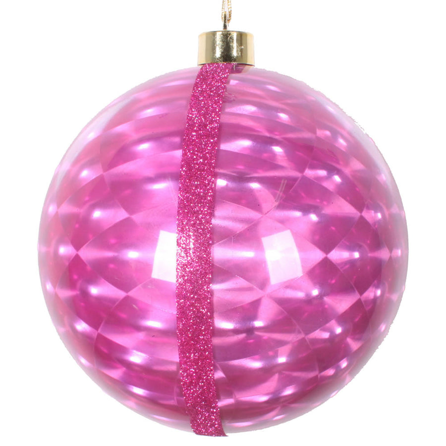 6" Cerise Glitter Reflector Ornamnt