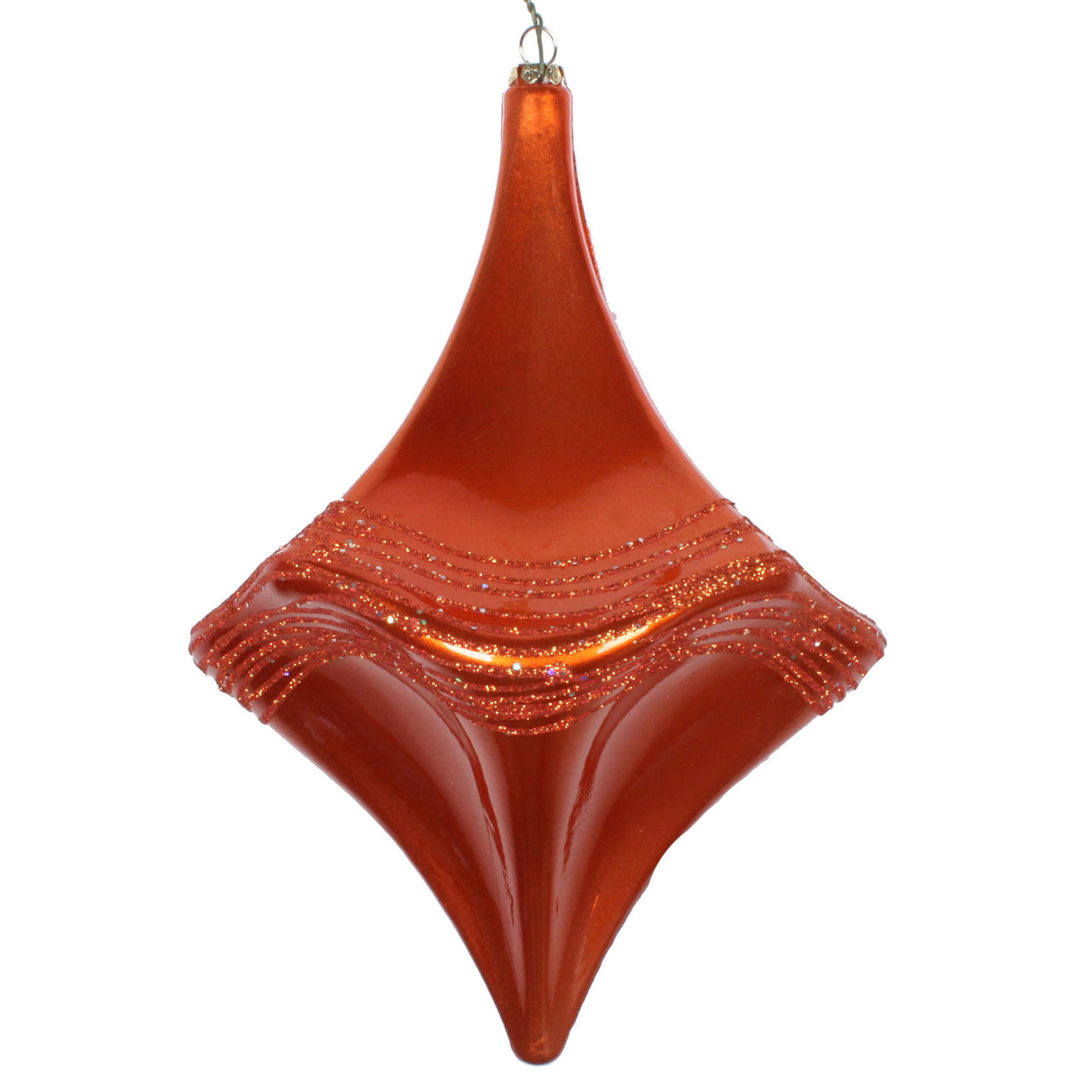 8" Burnish Orange Candy Glitter Drop Orn