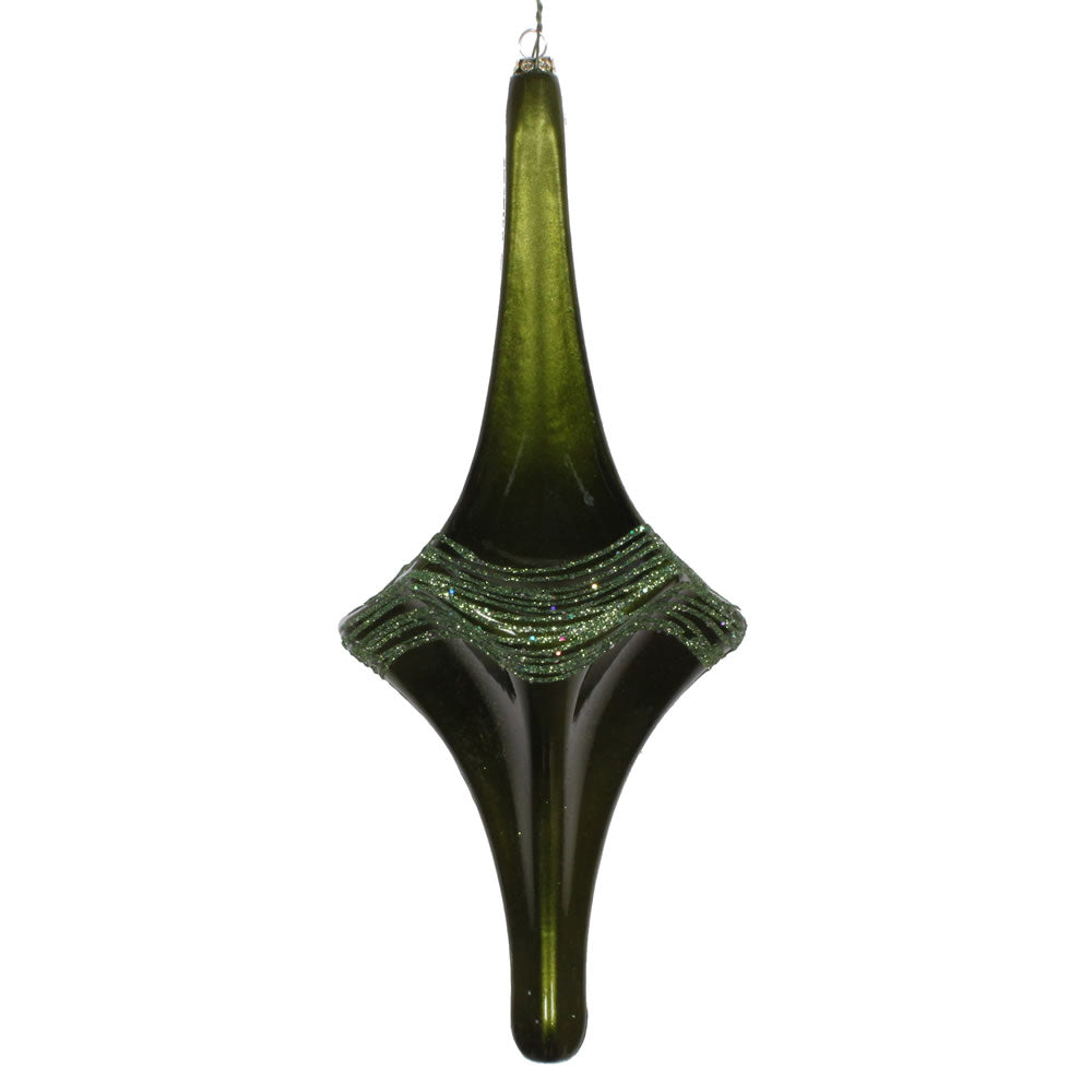 12" Moss Green Candy Glitter Drop Orn