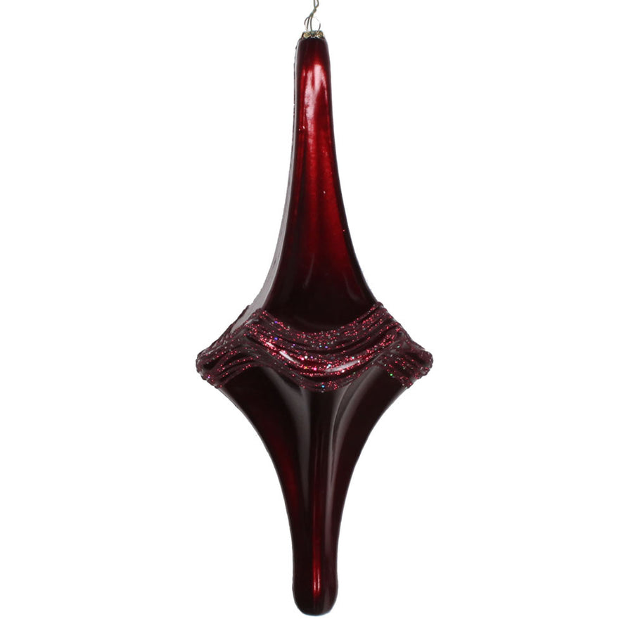 12" Burgundy Candy Glitter Drop Ornament