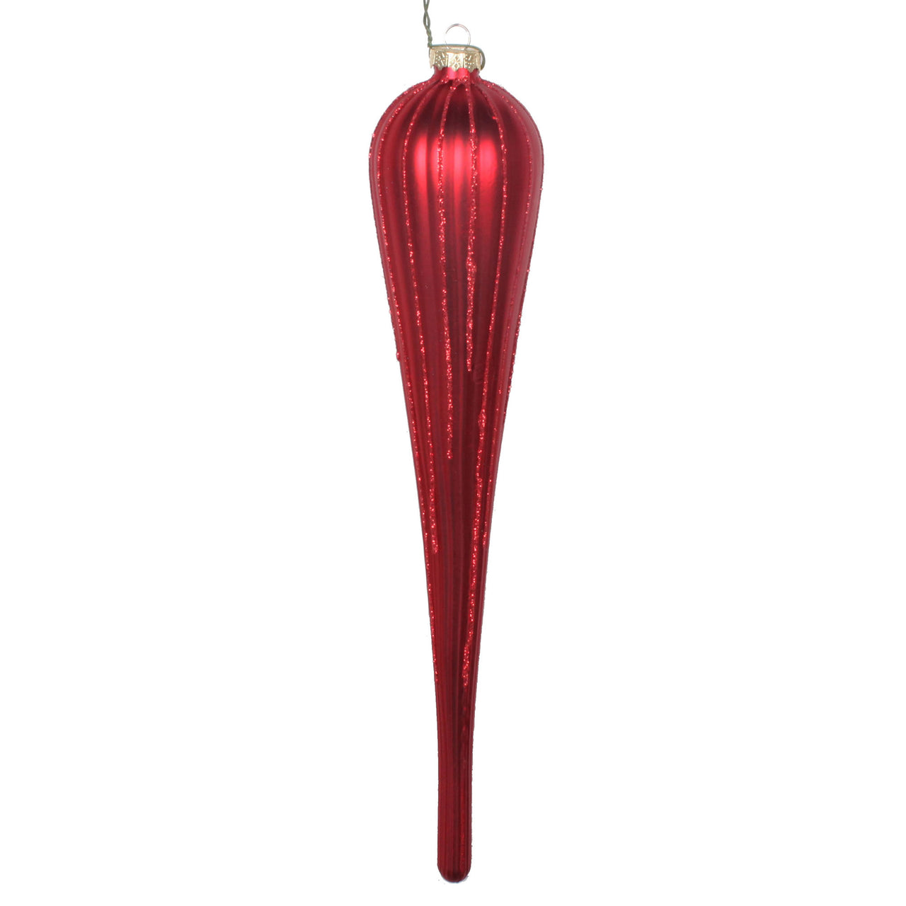 11" Red Glitter Drop Ornament