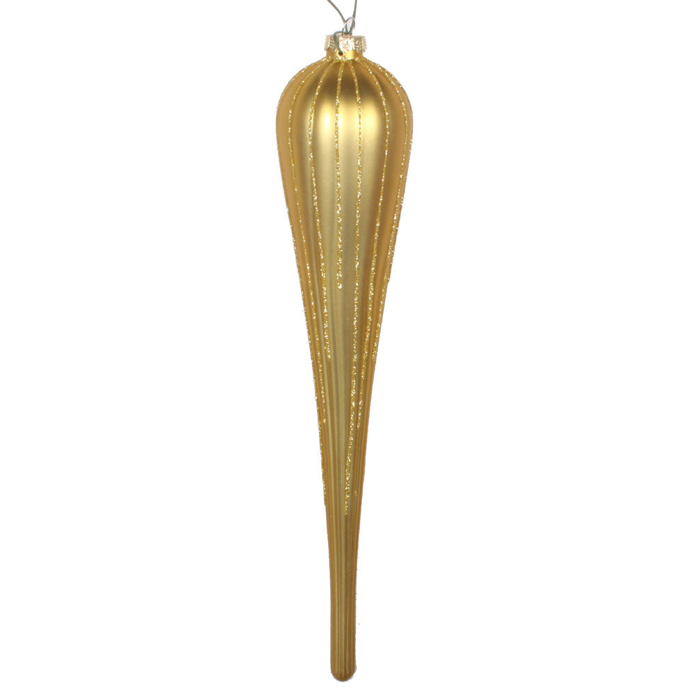 11" Gold Glitter Drop Ornament