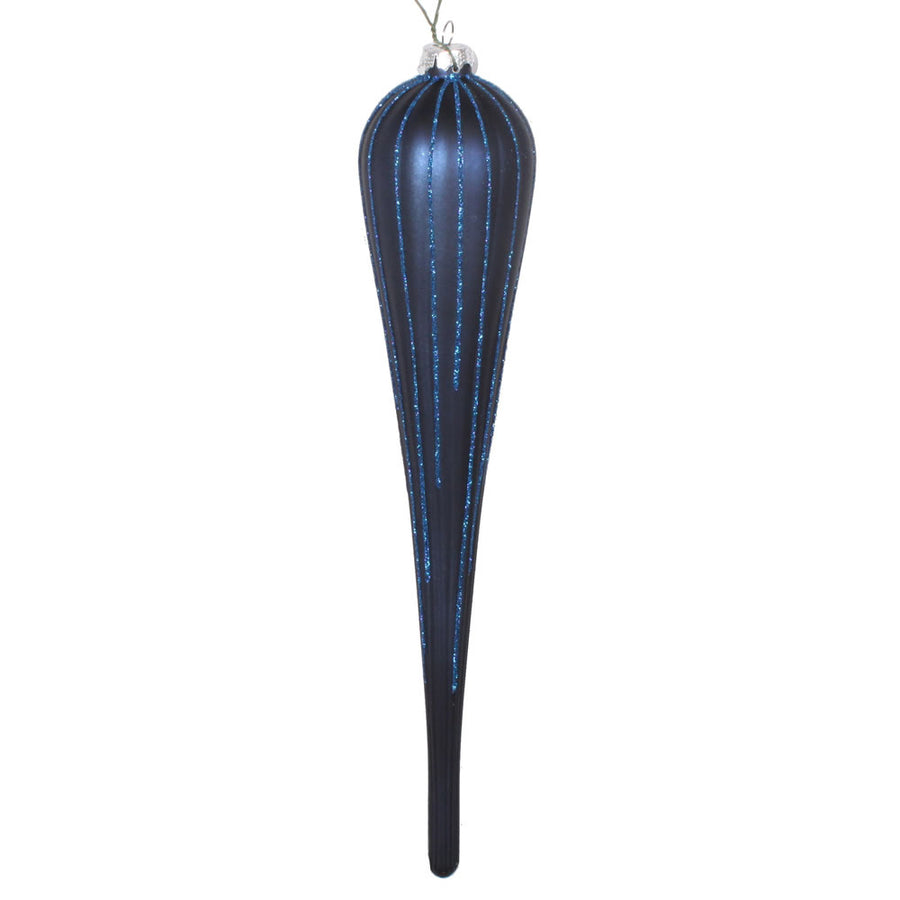 11" Midnight Blue Glitter Drop Orn