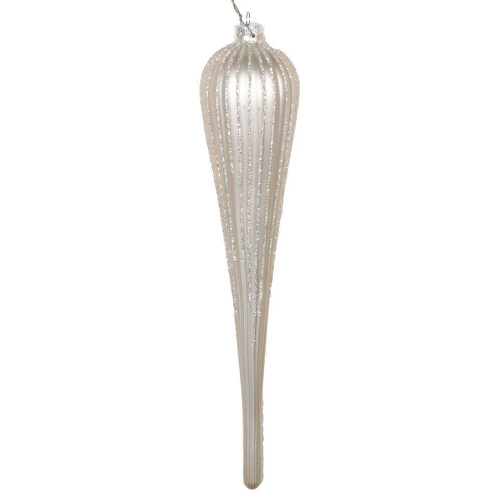 11" Champagne Glitter Drop Ornament