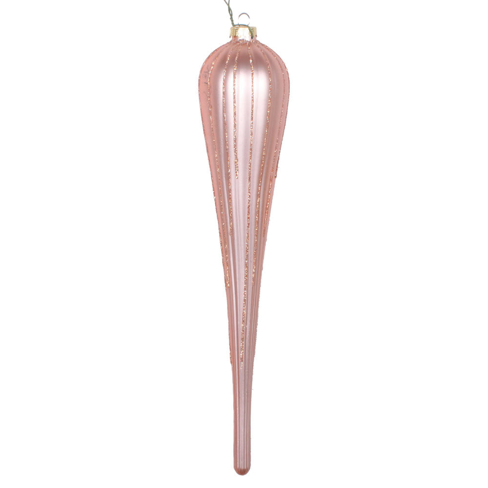 11" Rose Gold Glitter Drop Ornament