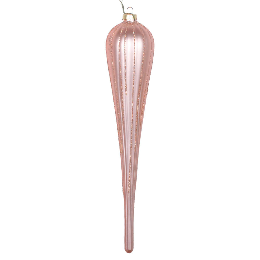 11" Rose Gold Glitter Drop Ornament