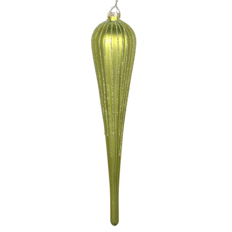 11" Lime Glitter Drop Ornament